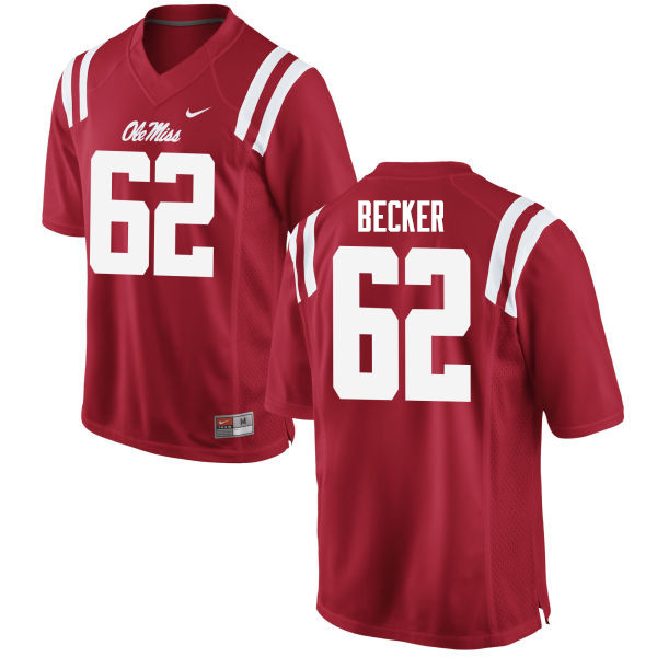 Men #62 Cole Becker Ole Miss Rebels College Football Jerseys Sale-Red